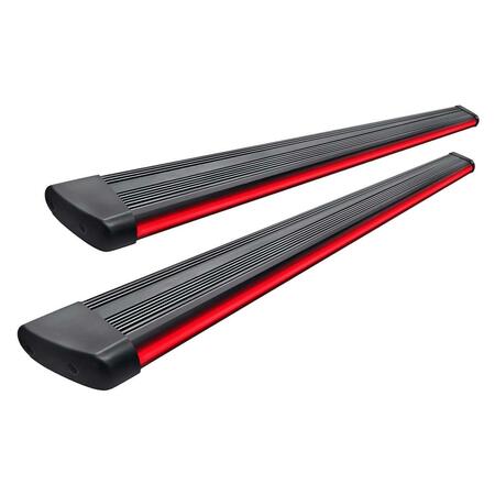 BROADFEET MOTORSPORTS EQUIPMENT Black R66 Universal Running Board with Integrated Red LED Light for 2018 GMC Terrain SBGM-176-R66-REDLGT